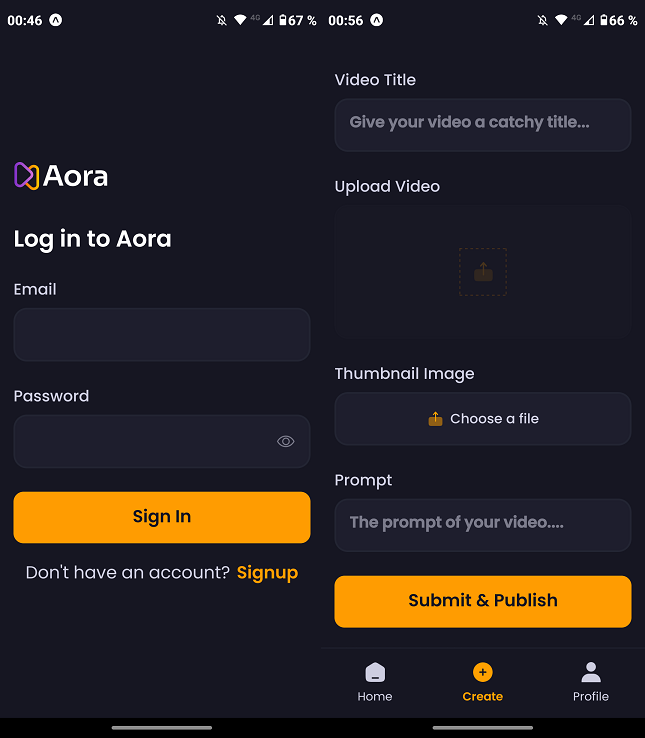 Aora Sharing Video and Image in Real Time for Mobile