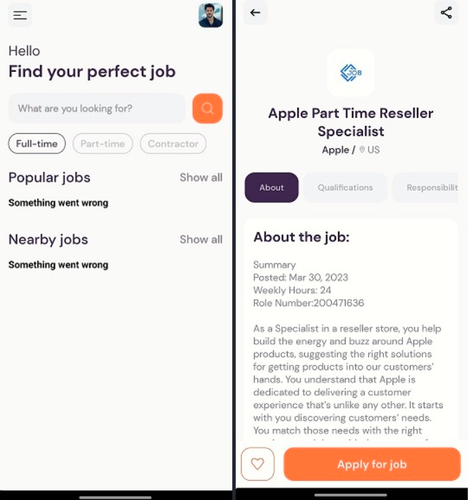 Jobs Tracking App for Mobile