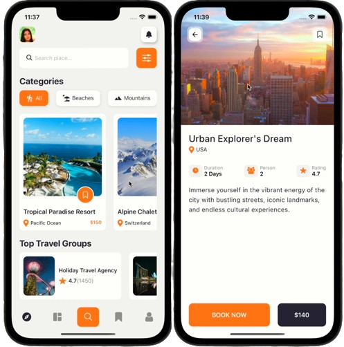 Travel App UI/UX for Mobile